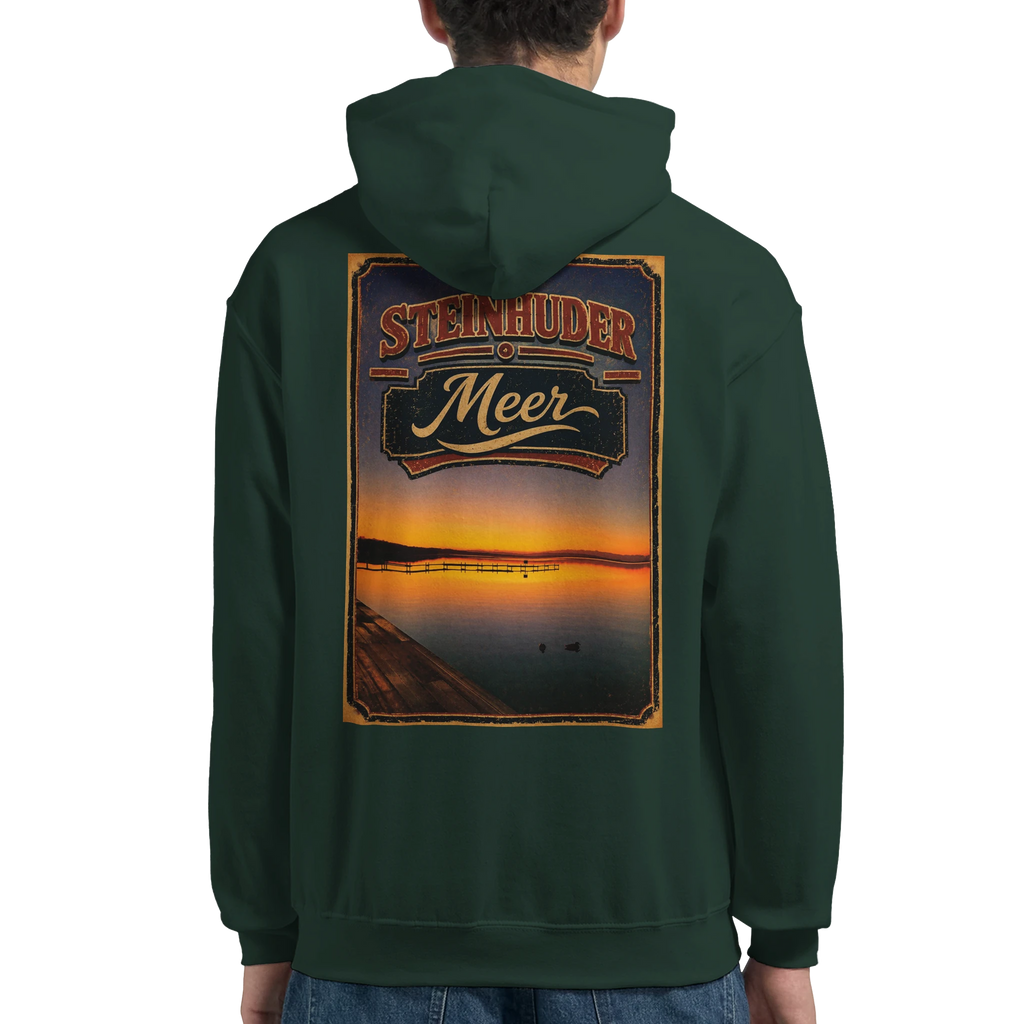 Hoodie in Weiß mit Motiv „Steg an der Planke“