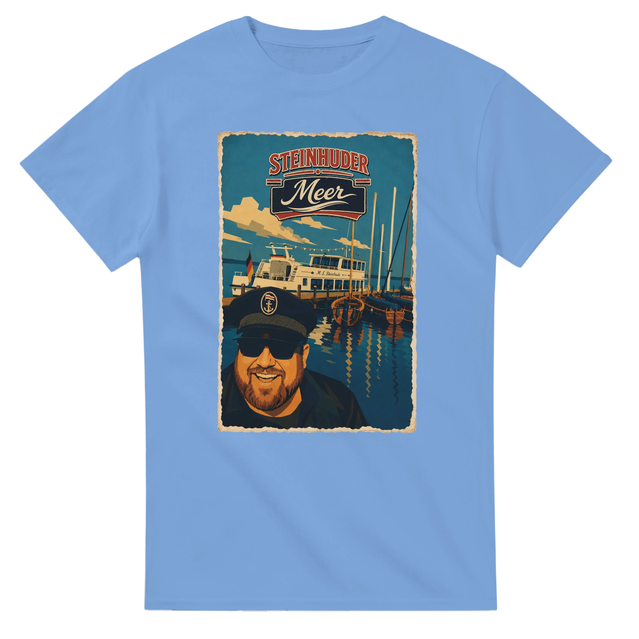 T-Shirt in Natur mit Motiv „Kapitän an Bord“