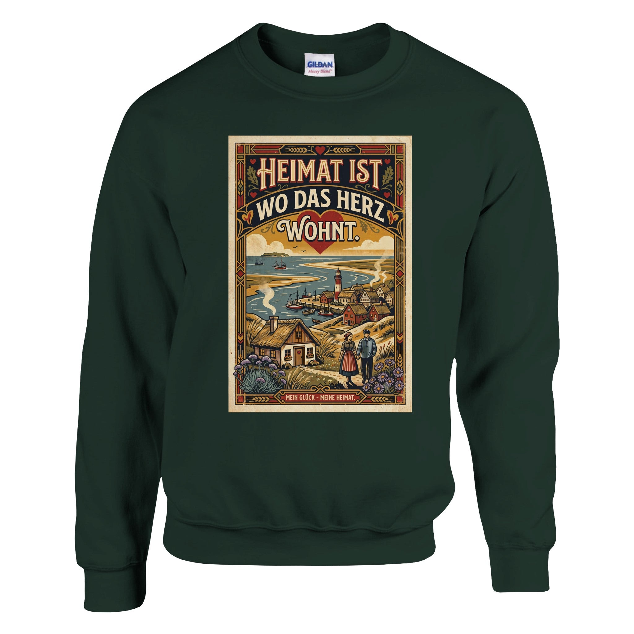 Pullover in Weiß mit Motiv „Heimat ist, wo das Herz wohnt“