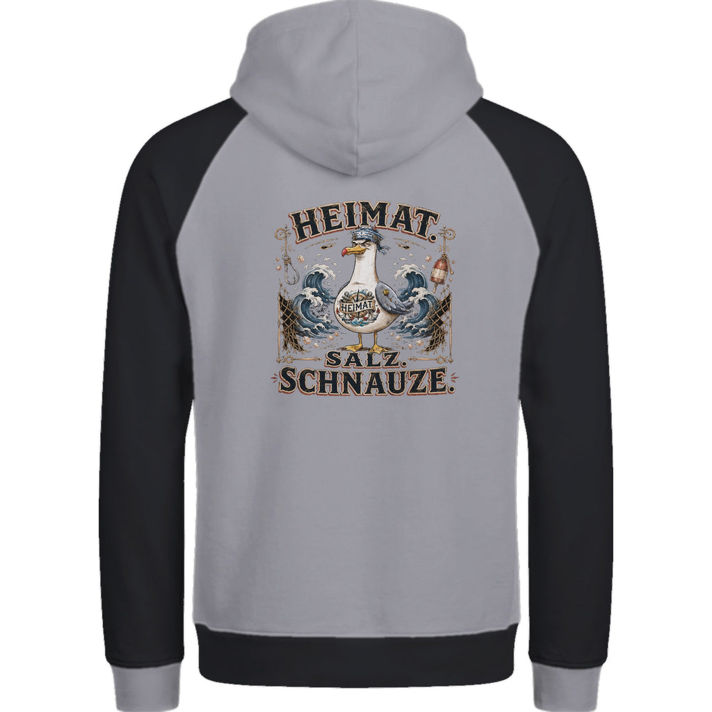 Hoodie in Ton mit Motiv „Heimat Salz Schnauze“