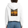 Damen-Hoodie in Weiß mit Motiv „White Night am Wilhelmstein mit Sonnenuntergang“