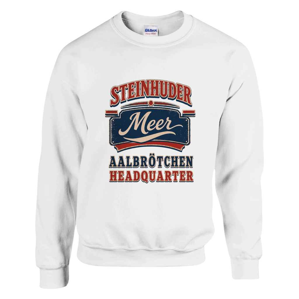 Pullover in Weiß mit Motiv „Aalbrötchen“