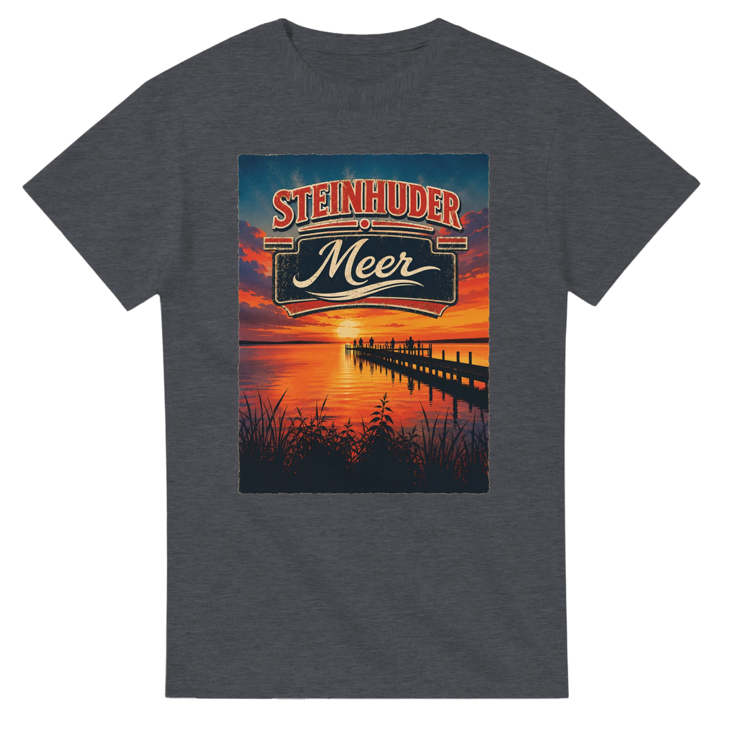 T-Shirt in Weiß mit Motiv „Sunset Ratskeller Steg am Steinhuder Meer“