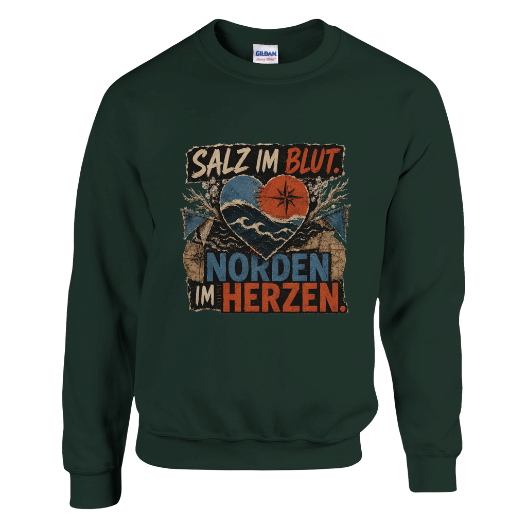 Pullover in Hellrosa mit Motiv „Salz im Blut. Norden im Herzen.“
