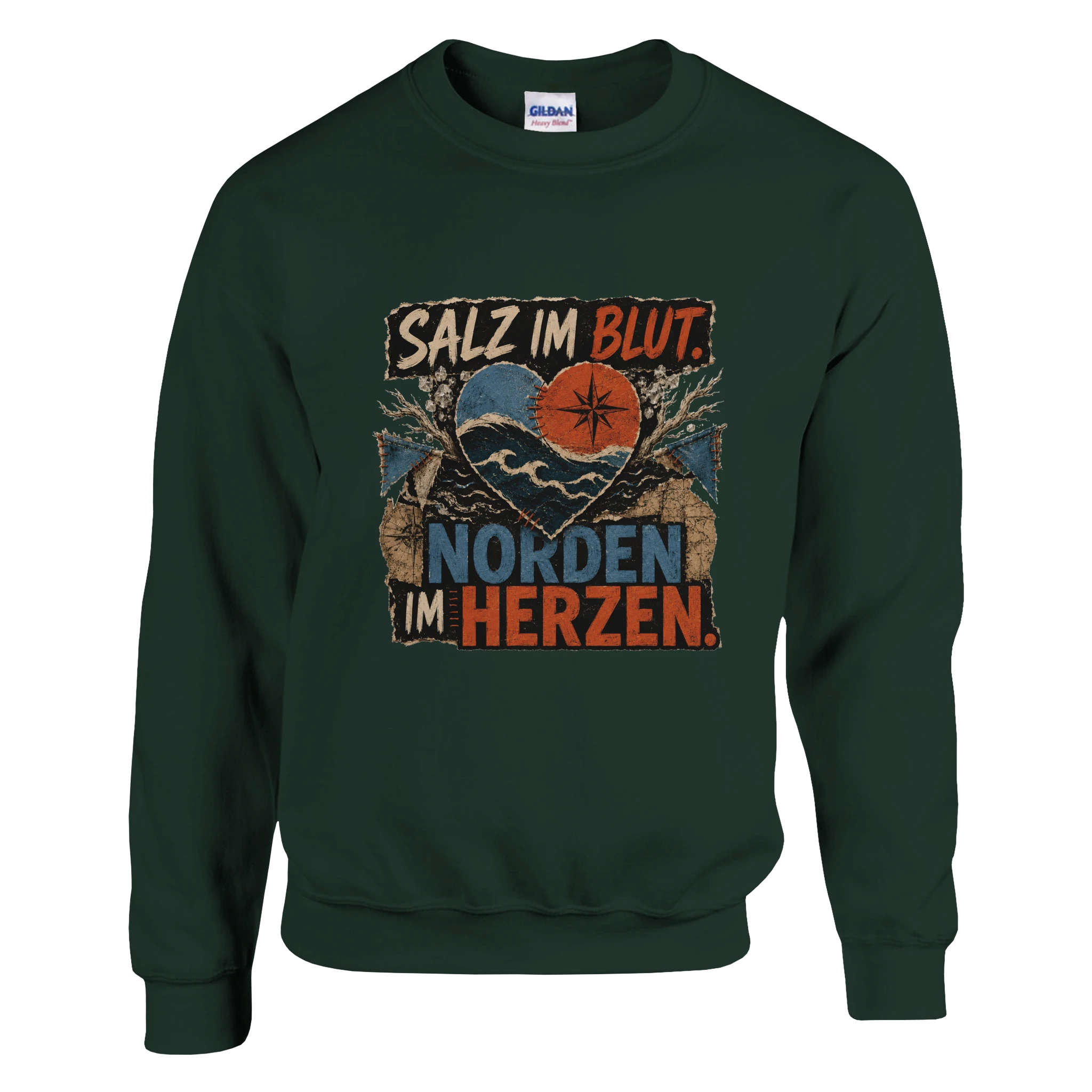 Pullover in Hellrosa mit Motiv „Salz im Blut. Norden im Herzen.“