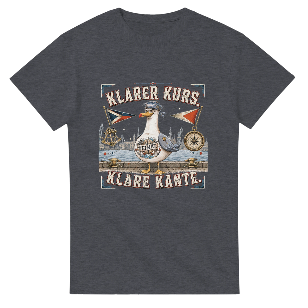 T-Shirt in Weiß mit Motiv „Klarer Kurs. Klare Kante. Möwe“