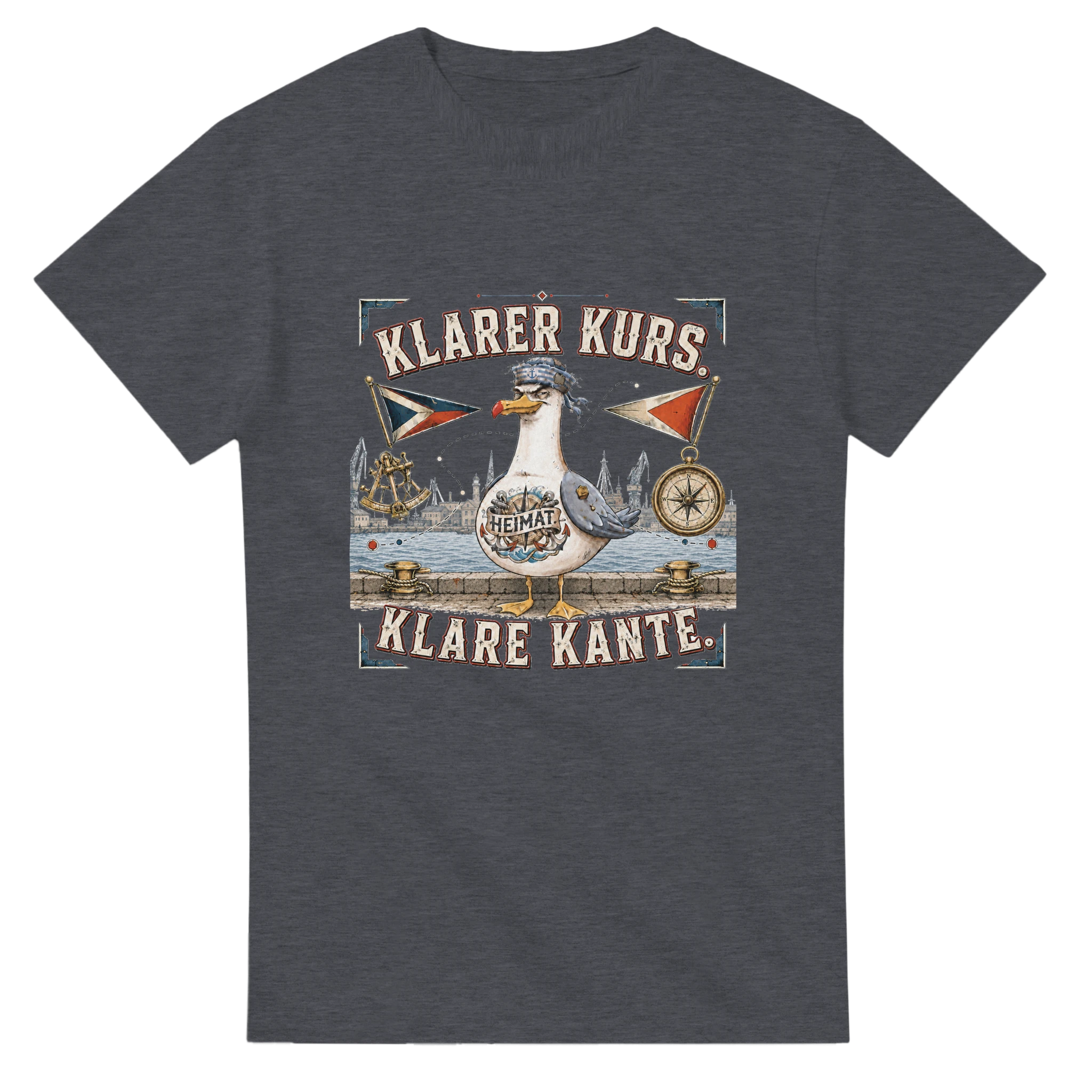 T-Shirt in Weiß mit Motiv „Klarer Kurs. Klare Kante. Möwe“