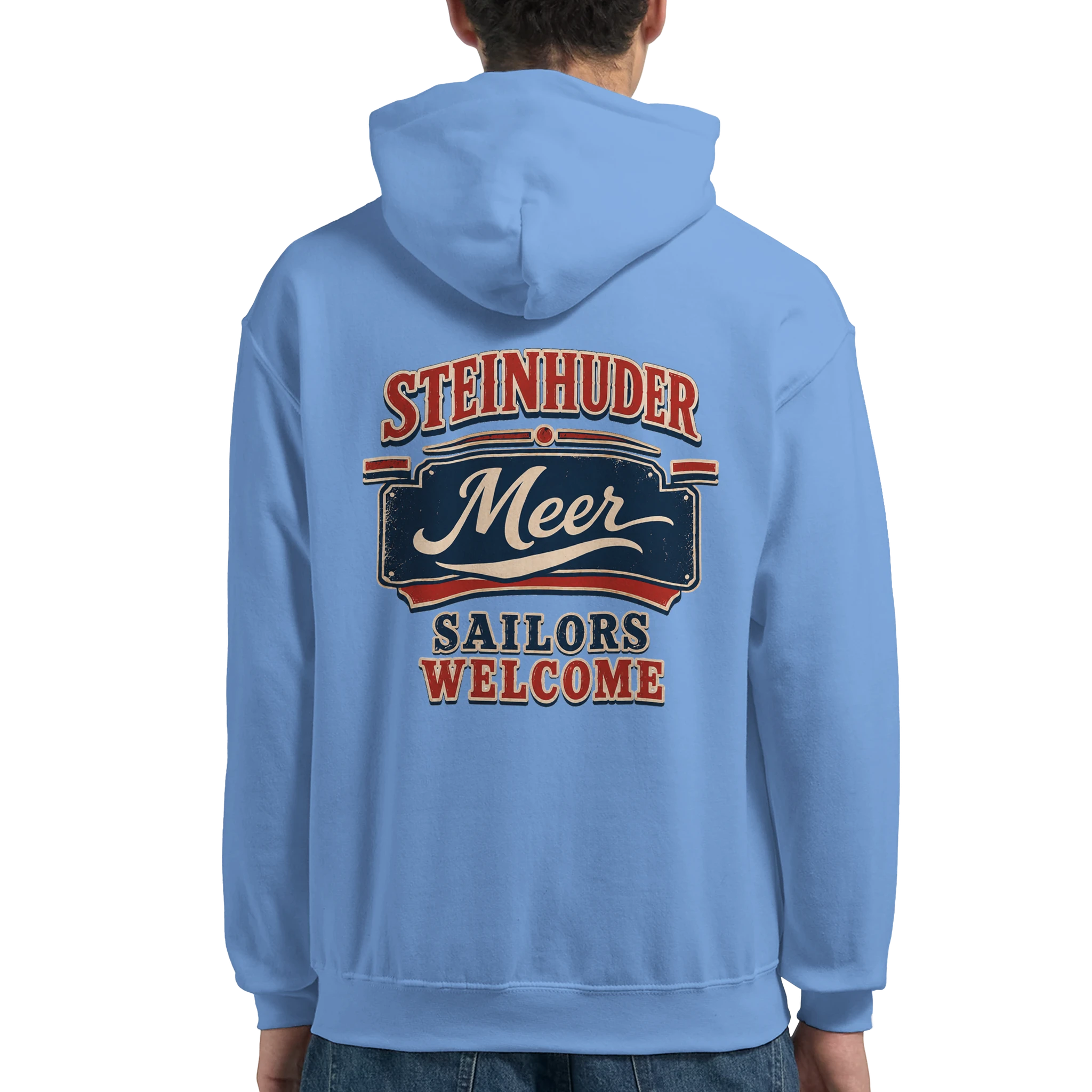 Hoodie in Aschgrau mit Motiv „Sailors Welcome“