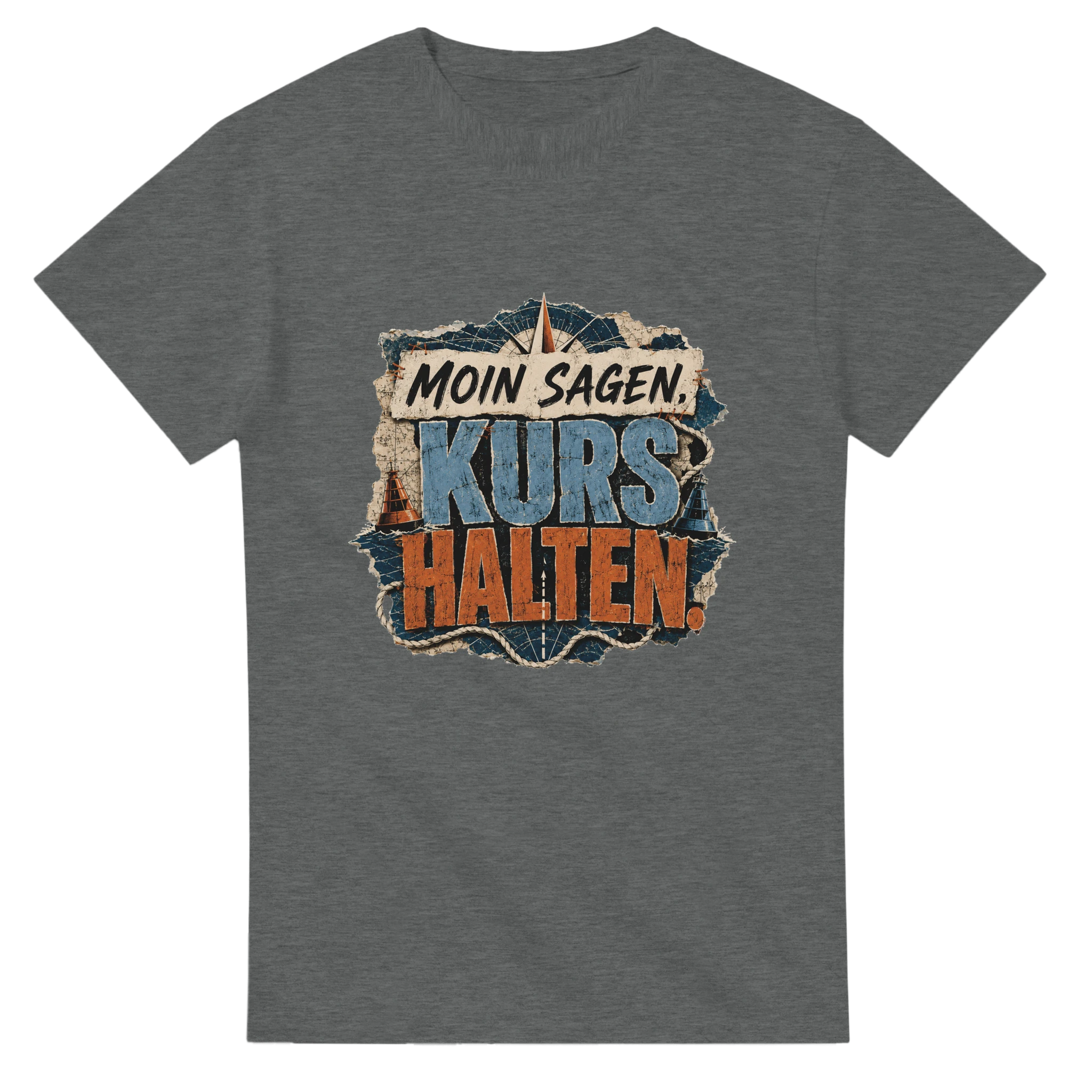 T-Shirt in Natur mit Motiv „Moin sagen. Kurs halten.“