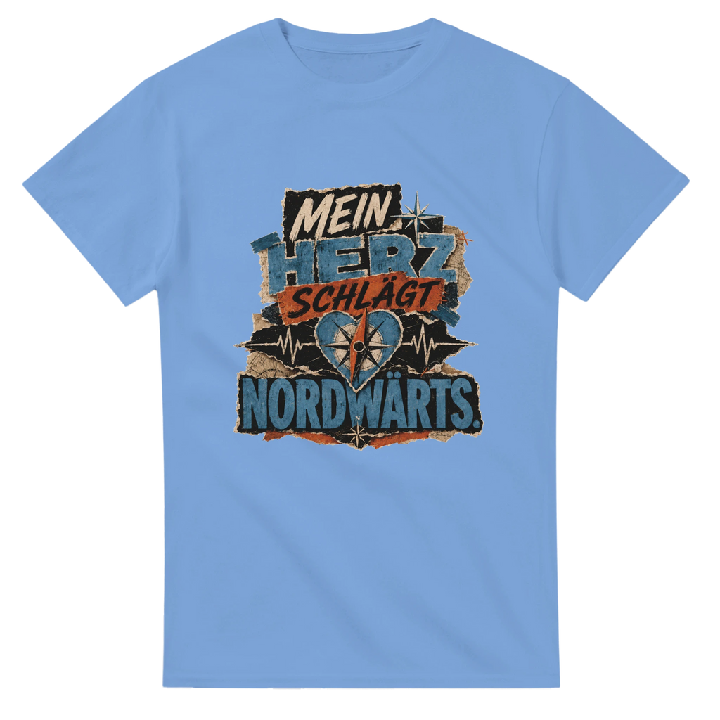 T-Shirt in Weiß mit Motiv „Mein Herz schlägt NORDWÄRTS.“