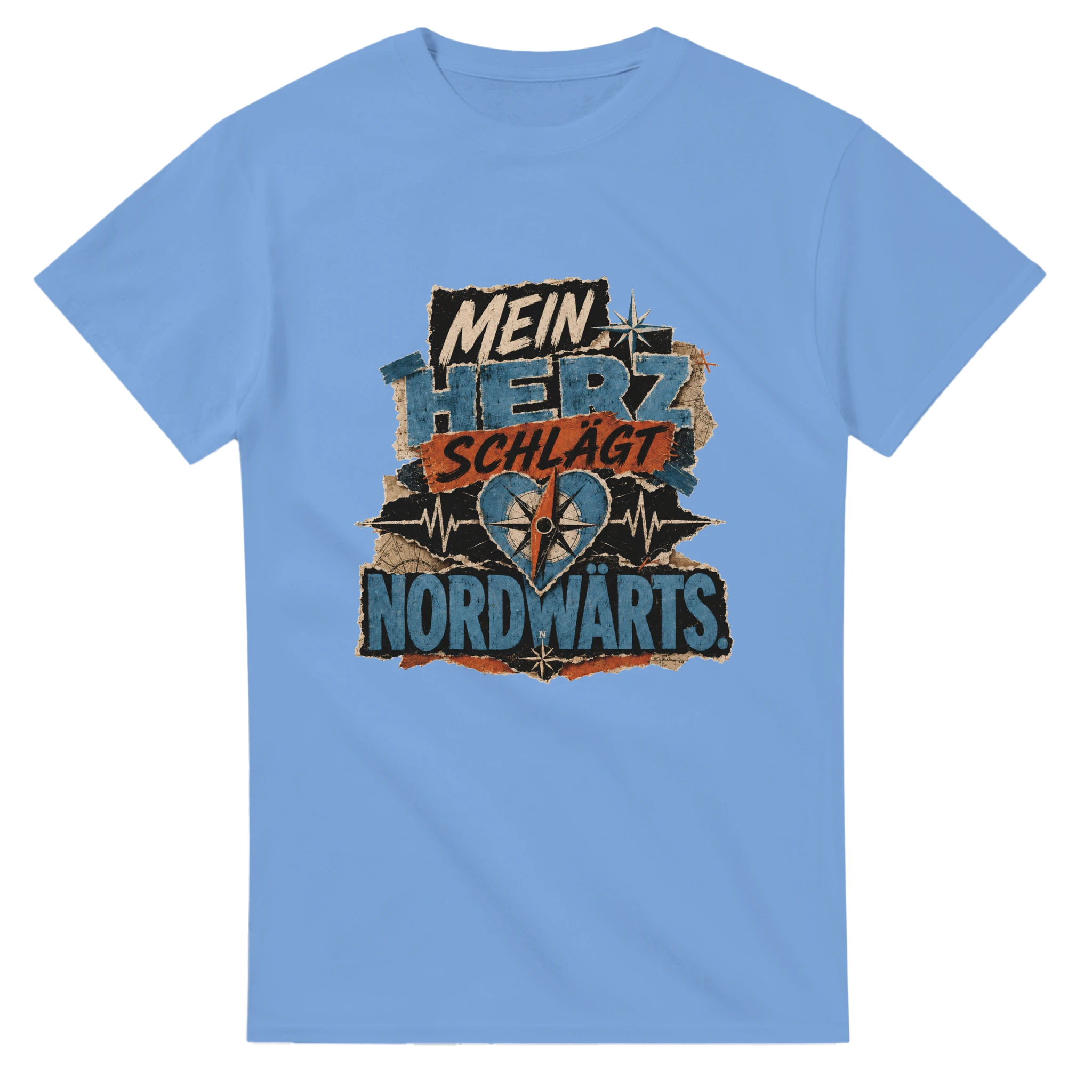 T-Shirt in Weiß mit Motiv „Mein Herz schlägt NORDWÄRTS.“