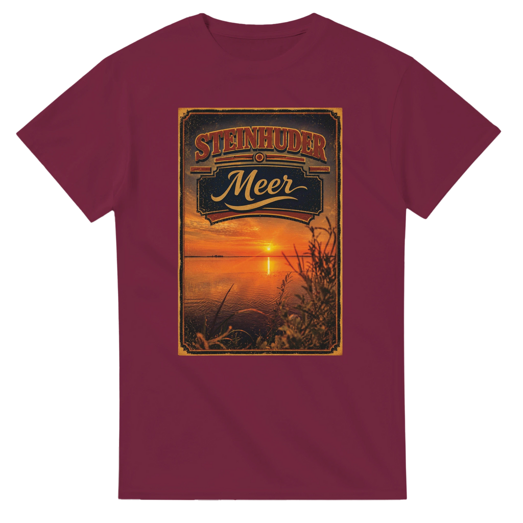 T-Shirt in Weiß mit Motiv „Sunset am Steinhuder Meer“