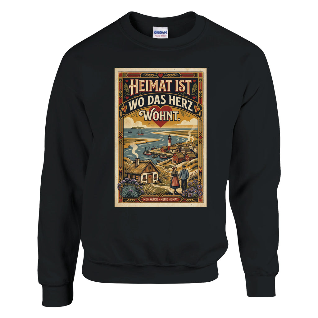 Pullover in Weiß mit Motiv „Heimat ist, wo das Herz wohnt“