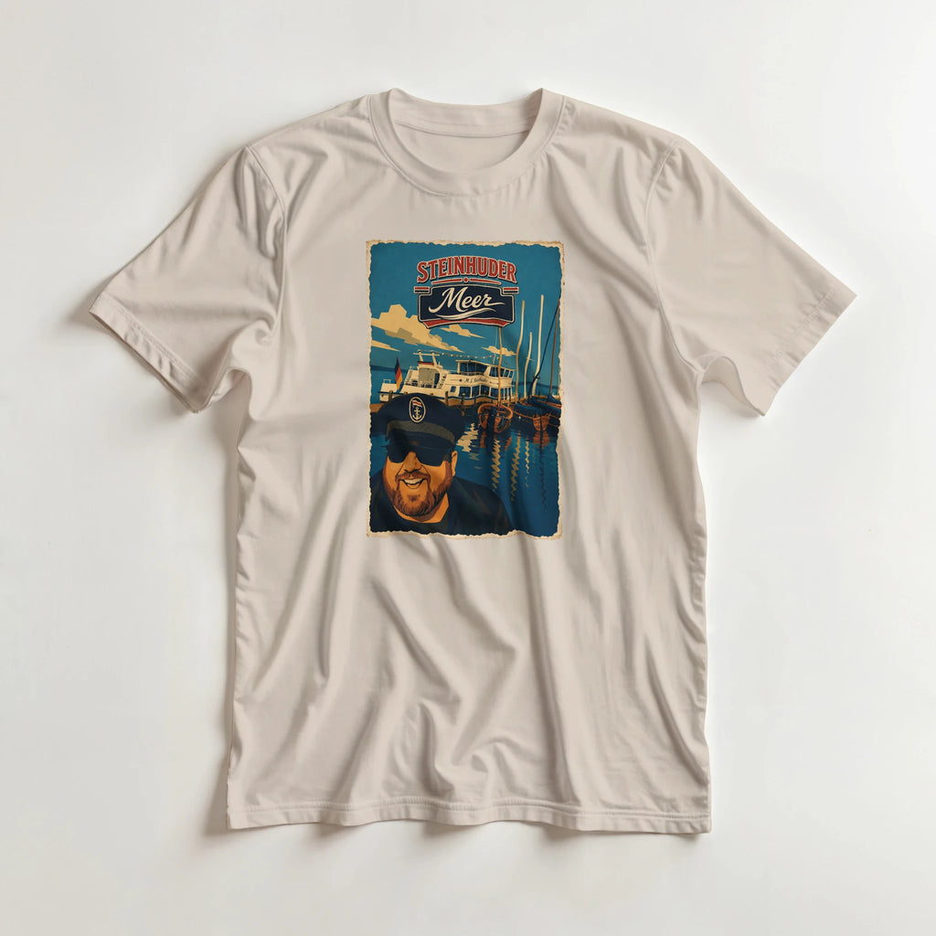 T-Shirt in Natur mit Motiv „Kapitän an Bord“
