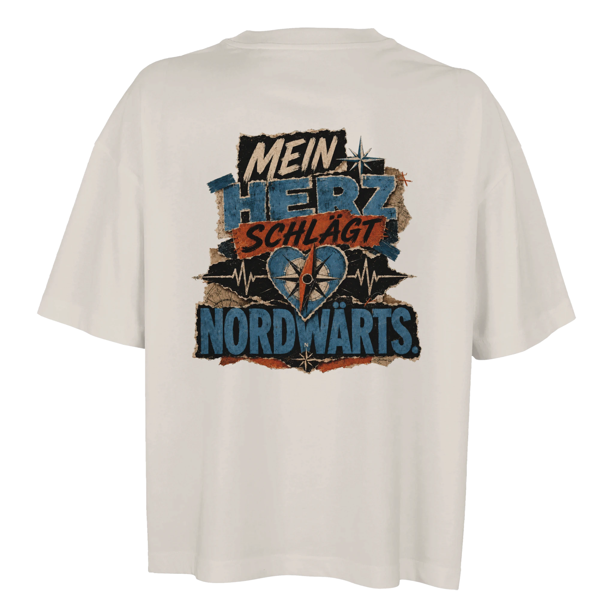 Damen-T-Shirt in Weiß mit Motiv „Mein Herz schlägt NORDWÄRTS.“