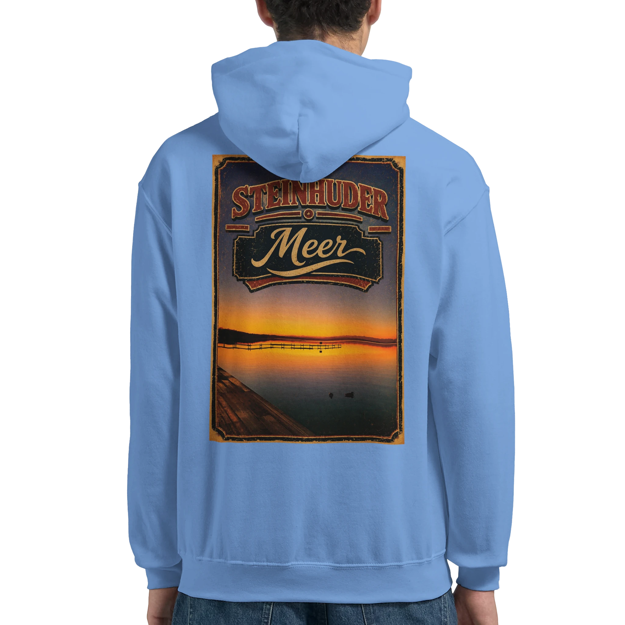 Hoodie in Weiß mit Motiv „Steg an der Planke“