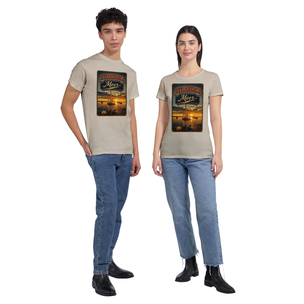 T-Shirt in Natur mit Motiv „White Night am Wilhelmstein mit Sonnenuntergang“