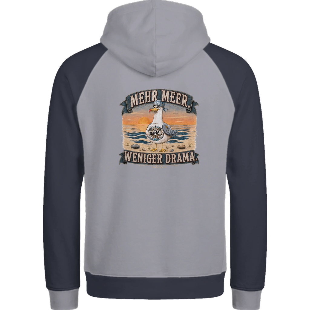 Hoodie in Ton mit Motiv „Mehr Meer. Weniger Drama.“