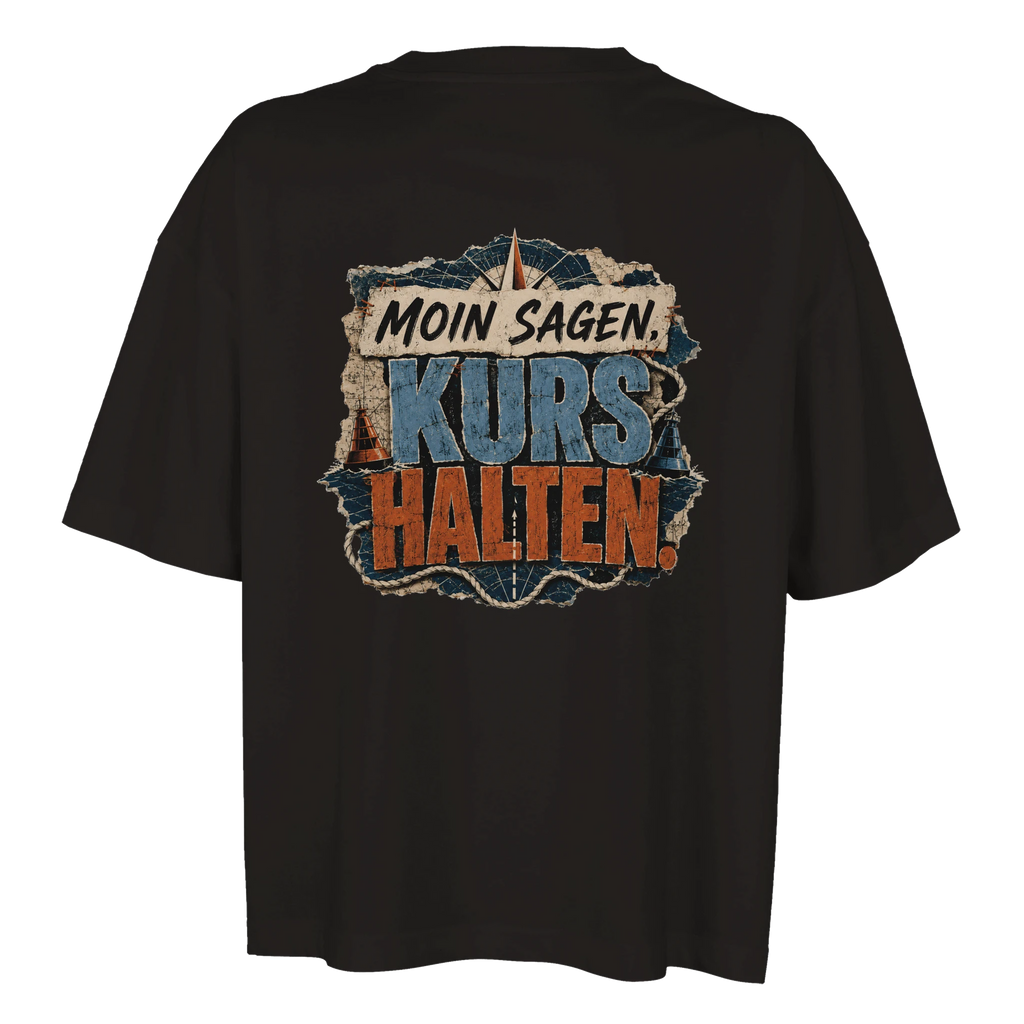 Damen-T-Shirt in Hellgelb mit Motiv „Moin sagen. Kurs halten.“