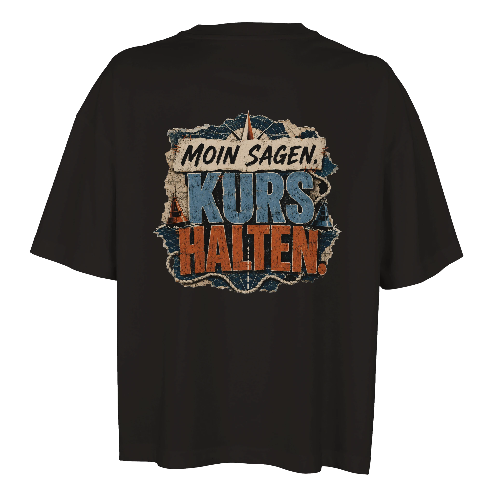 Damen-T-Shirt in Hellgelb mit Motiv „Moin sagen. Kurs halten.“