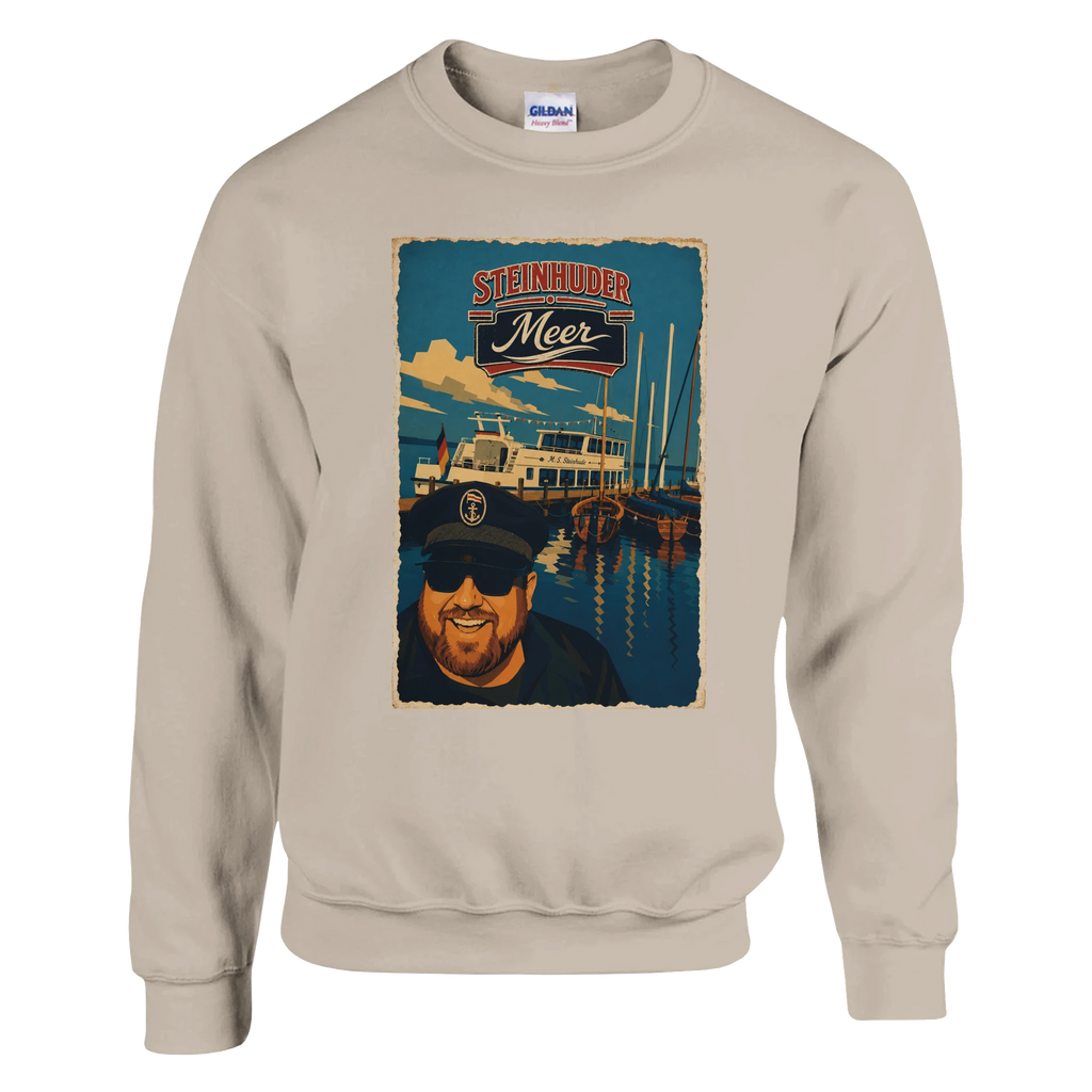 Pullover in Weiß mit Motiv „Kapitän an Bord“
