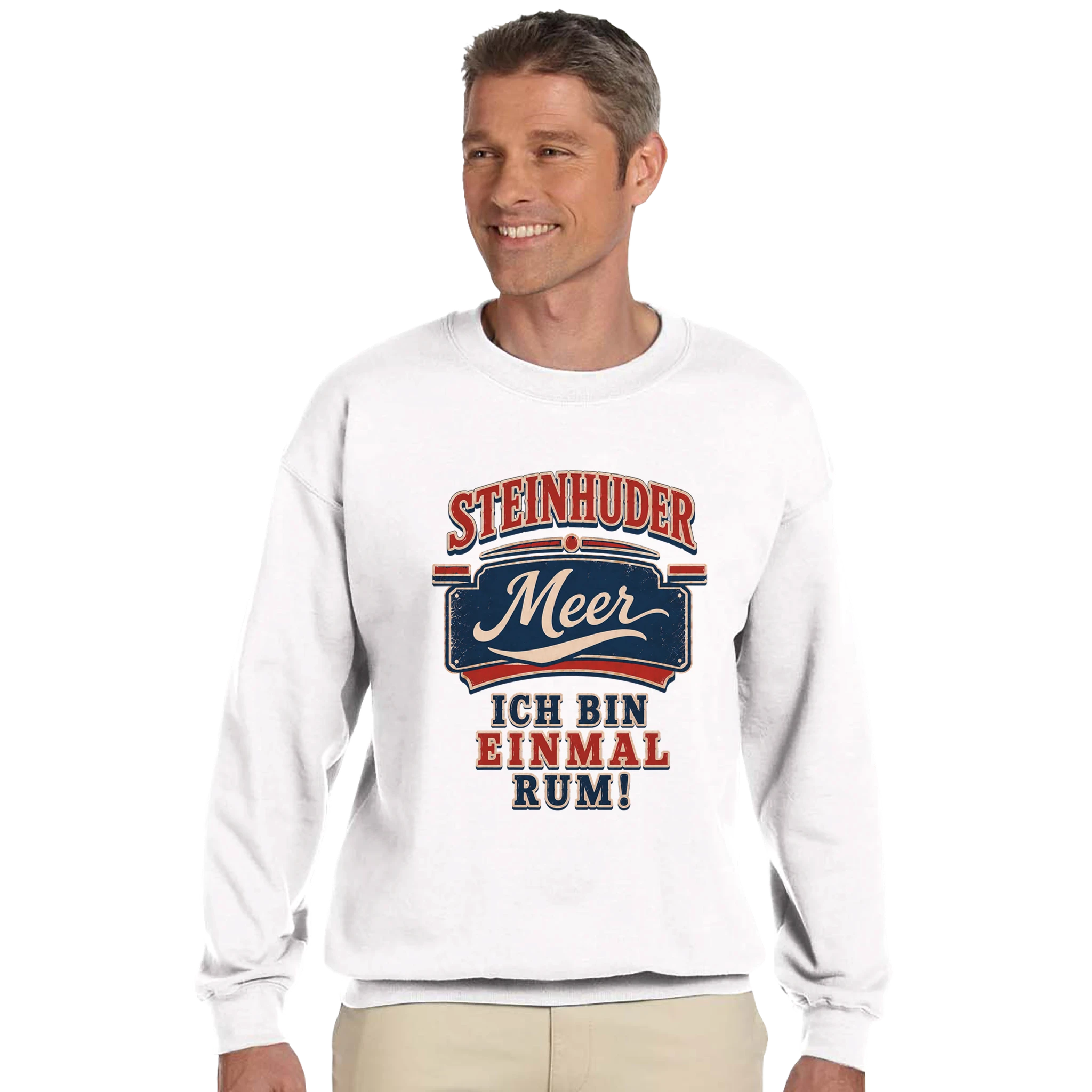 Pullover in Aschgrau mit Motiv „Ich bin einmal rum“