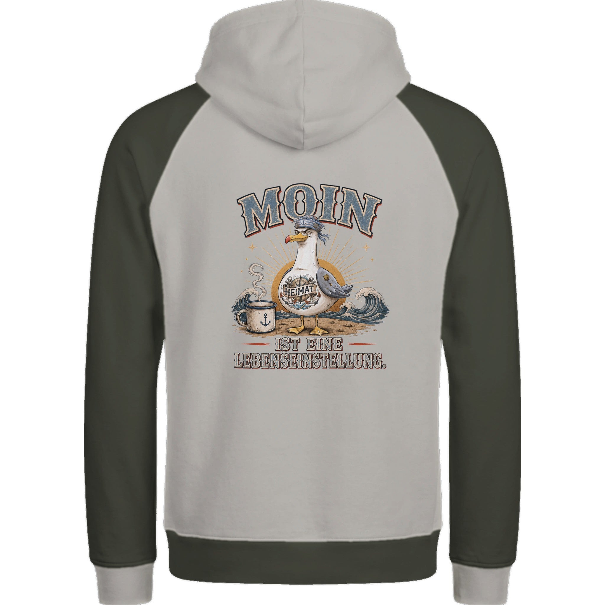Hoodie in Ton mit Motiv „Moin ist eine Lebenseinstellung Möwe“