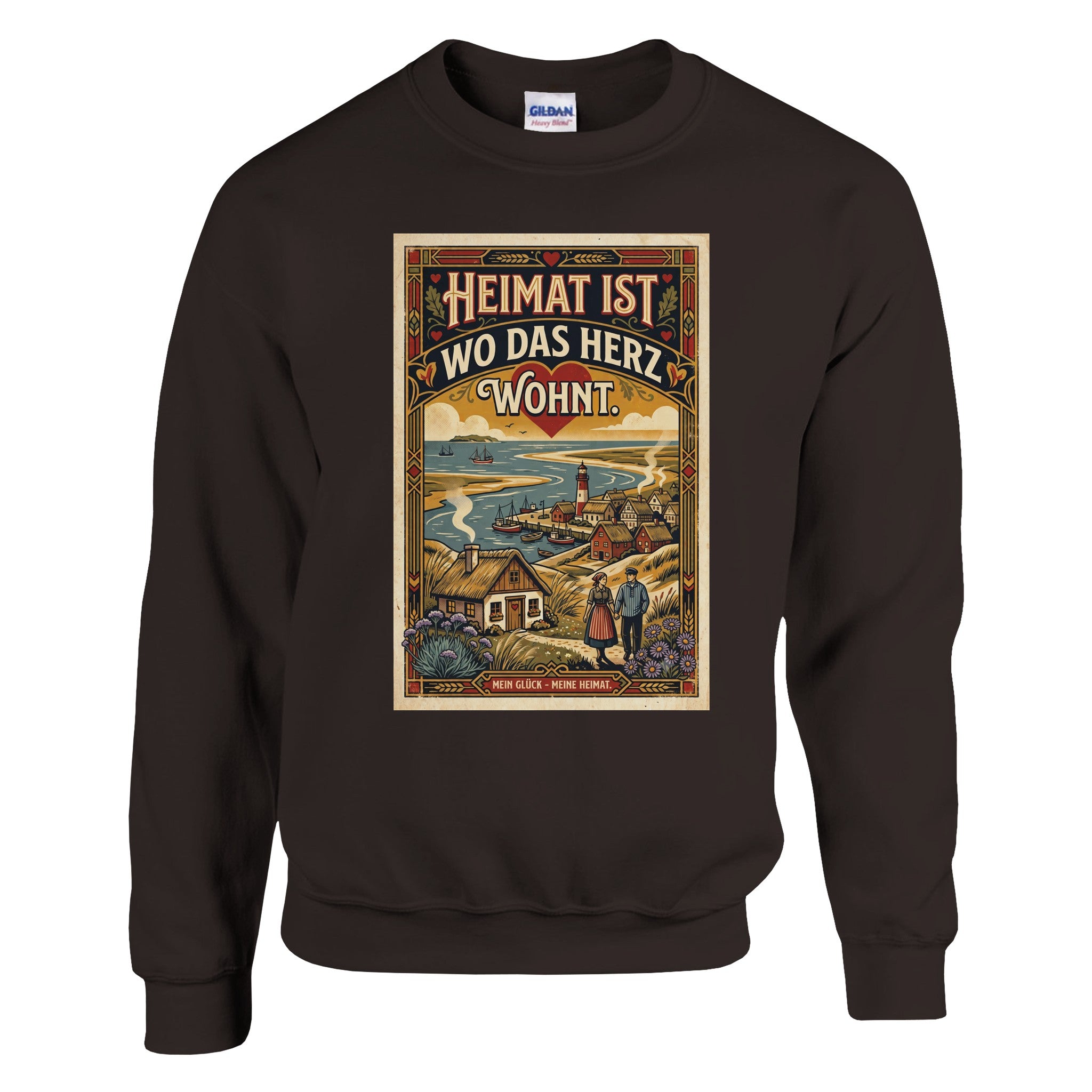 Pullover in Hellrosa mit Motiv „Heimat ist, wo das Herz wohnt“