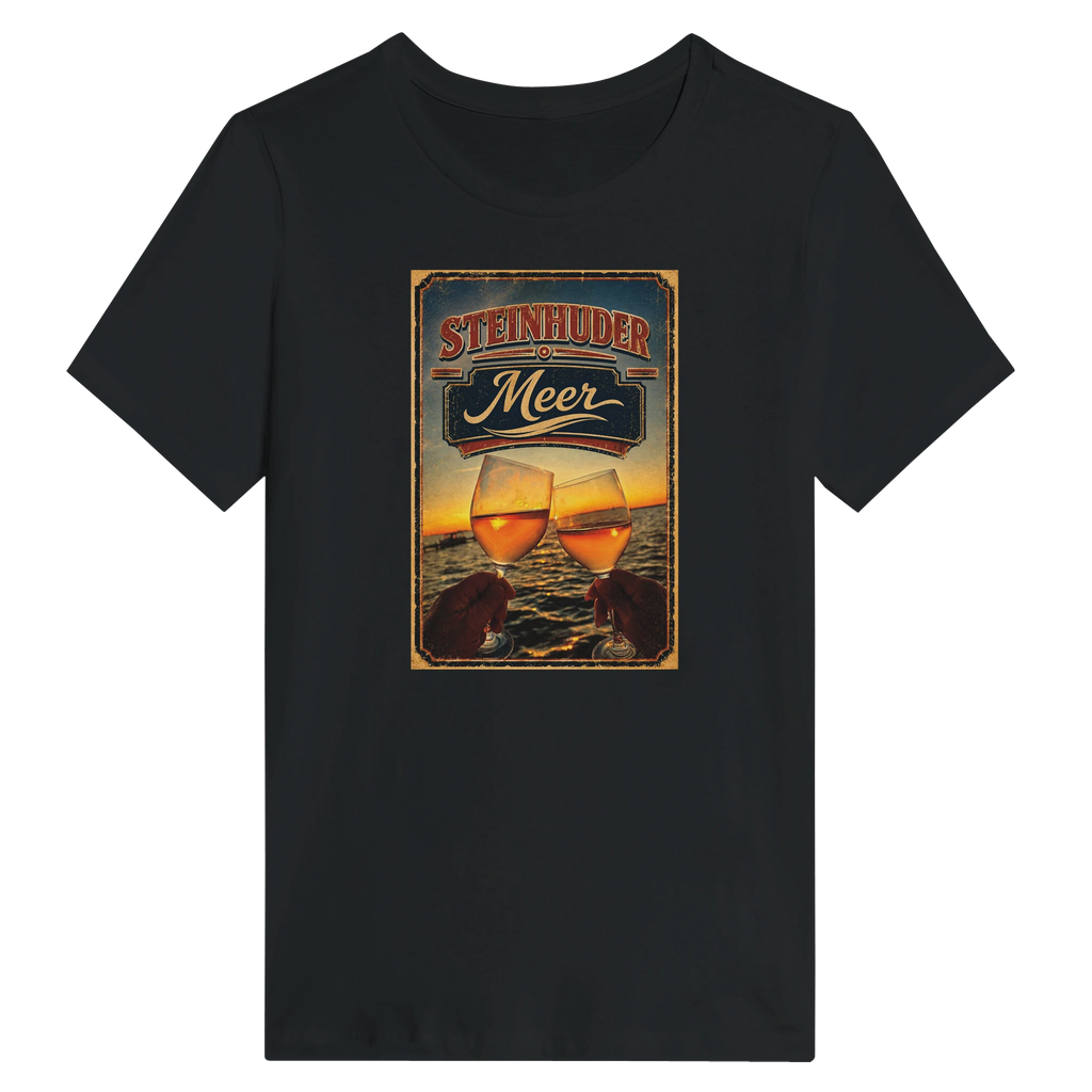 Damen-T-Shirt in Weiß mit Motiv „Stößchen bei Sunset“