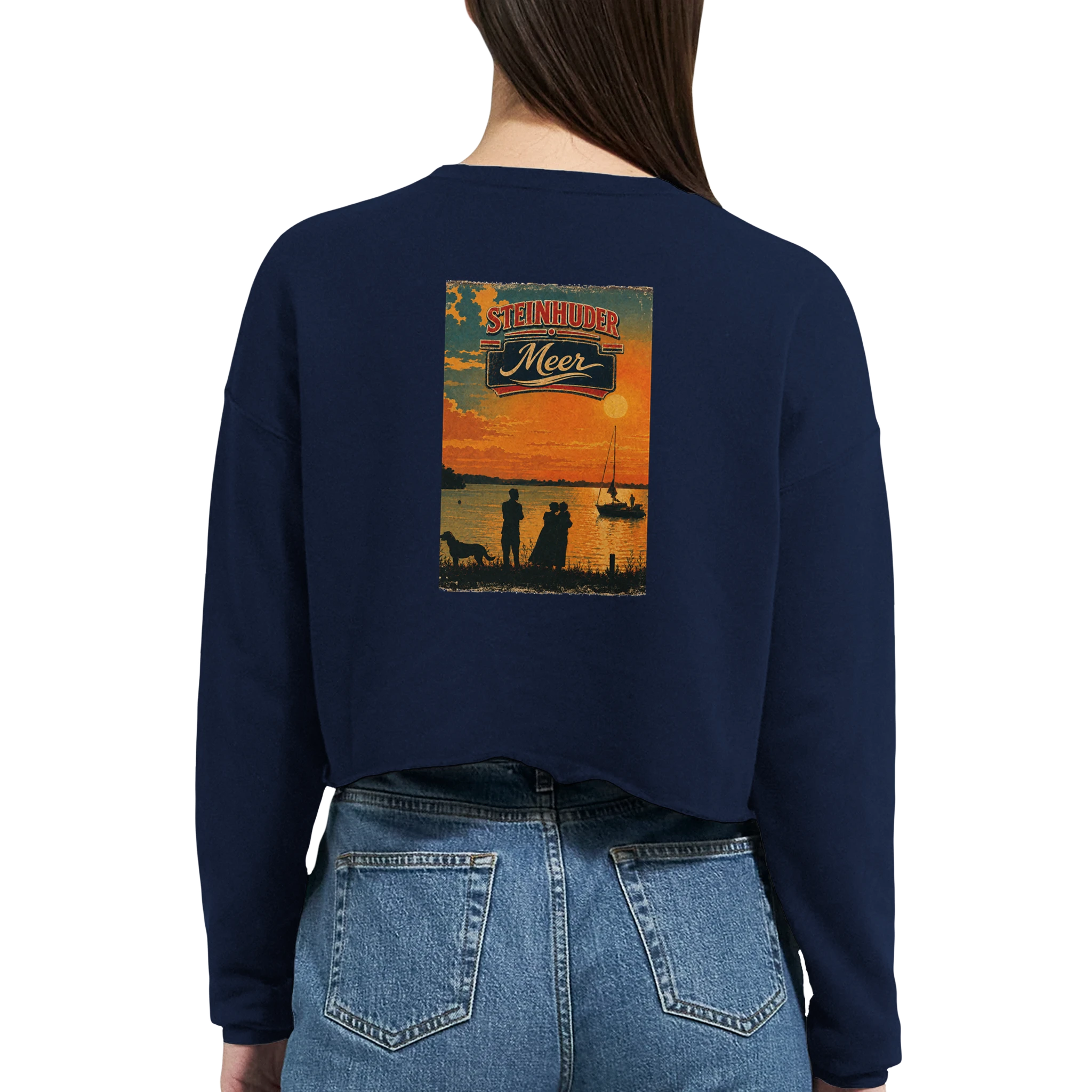 Damen-Pullover in Mauve mit Motiv „Familie beim Sunset“