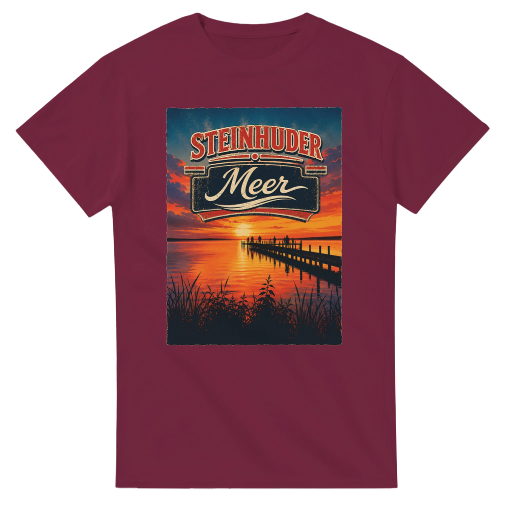T-Shirt in Weiß mit Motiv „Sunset Ratskeller Steg am Steinhuder Meer“