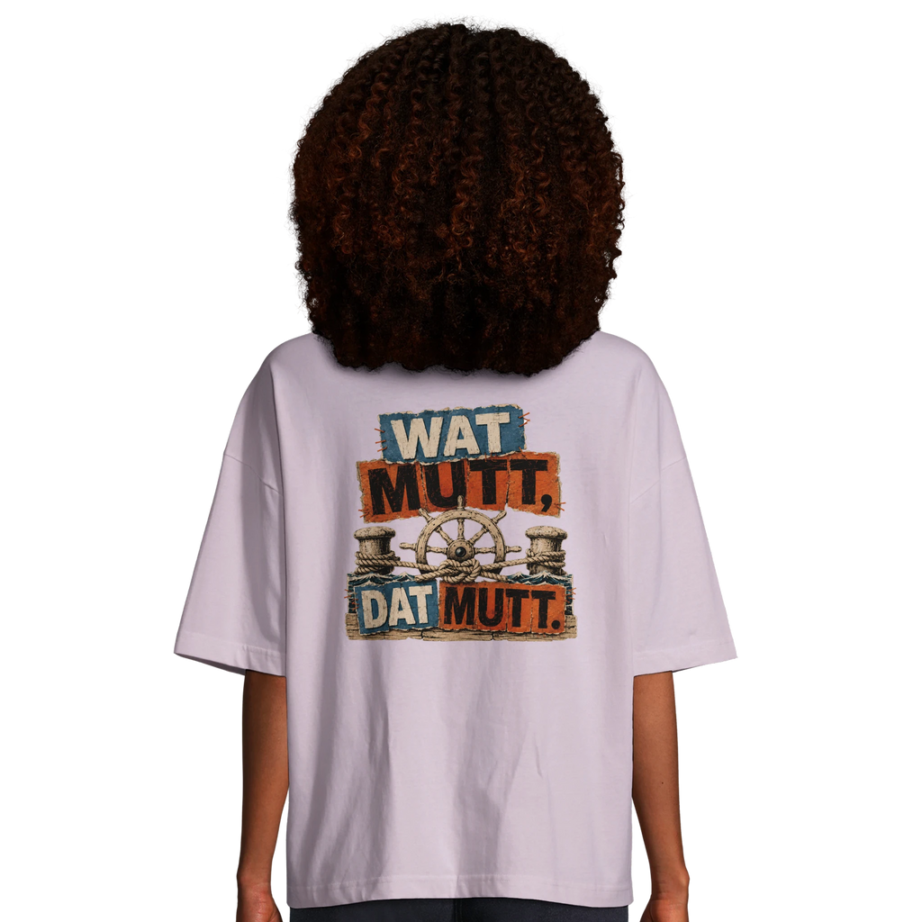 Damen-T-Shirt in Hellgelb mit Motiv „Wat Mutt, Dat Mutt.“
