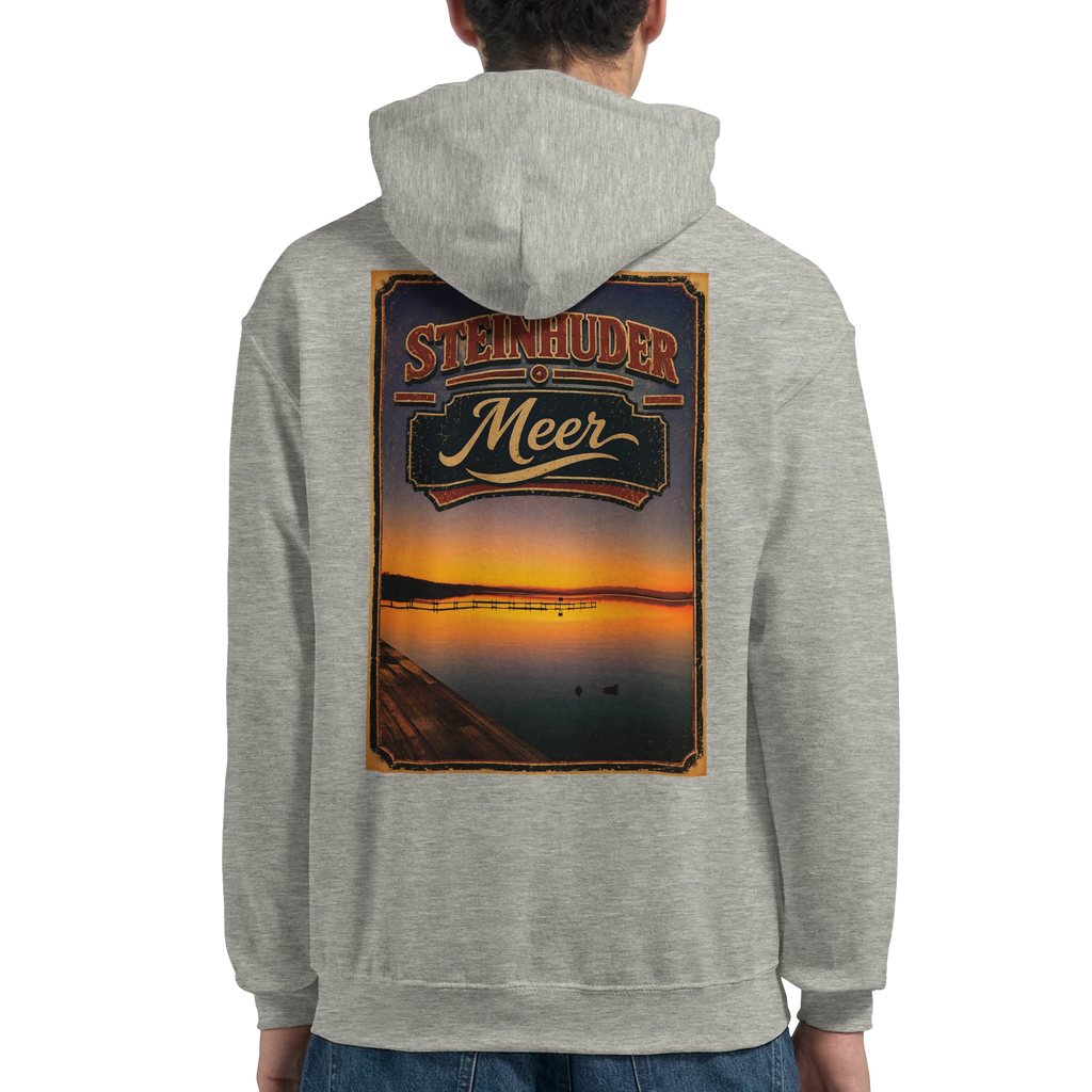 Hoodie in Aschgrau mit Motiv „Steg an der Planke“