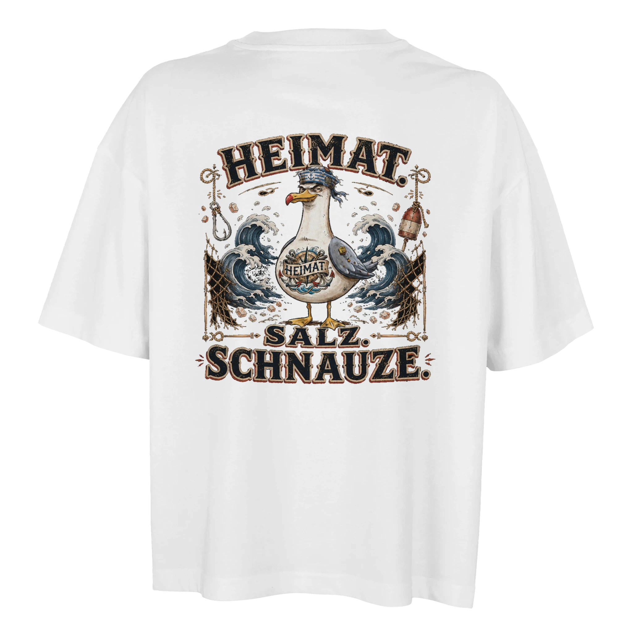 Damen-T-Shirt in Weiß mit Motiv „Heimat Salz Schnauze“