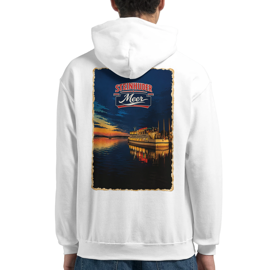 Hoodie in Aschgrau mit Motiv „MS Steinhude Abendstimmung“