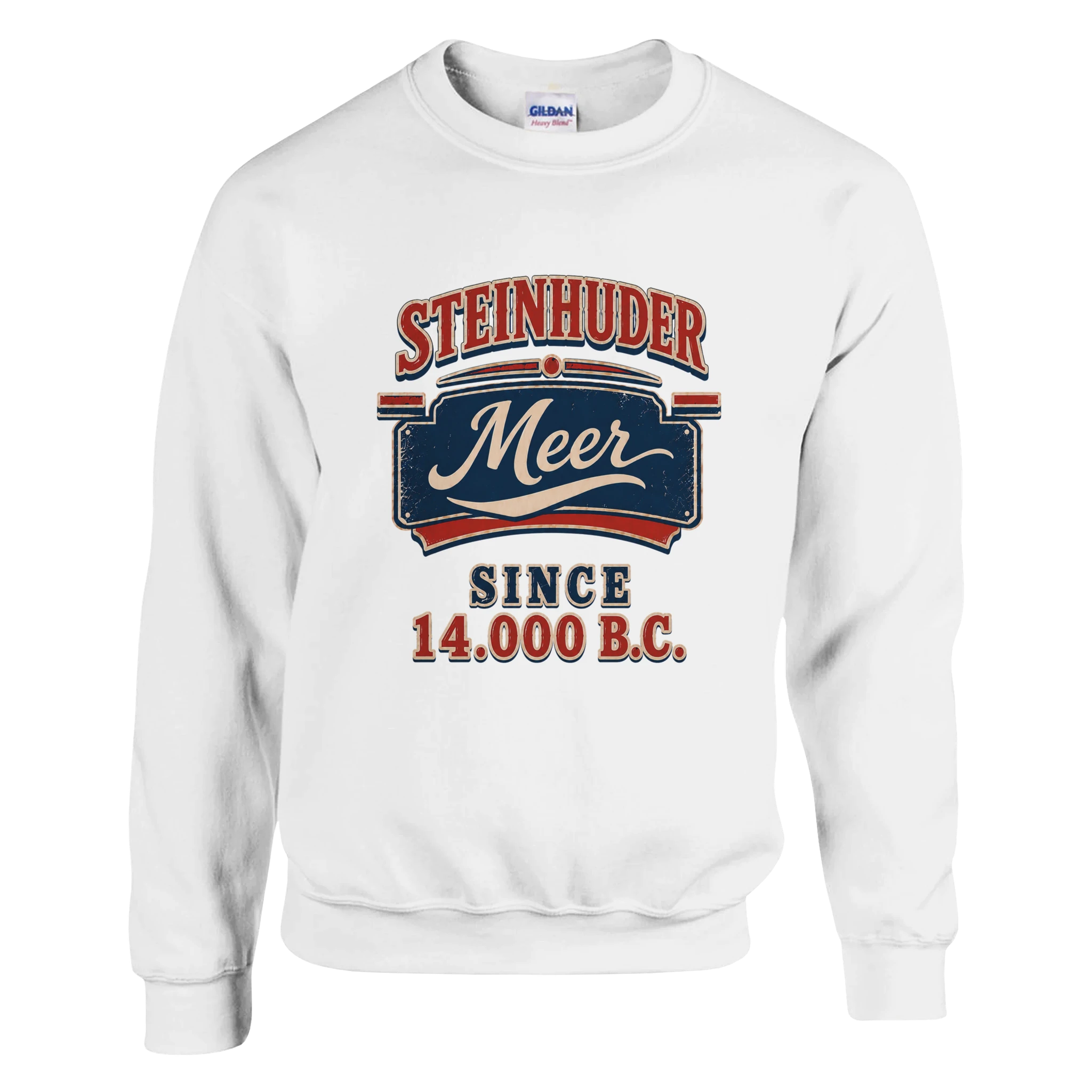 Pullover in Weiß mit Motiv „Since 14.000 B.C.“