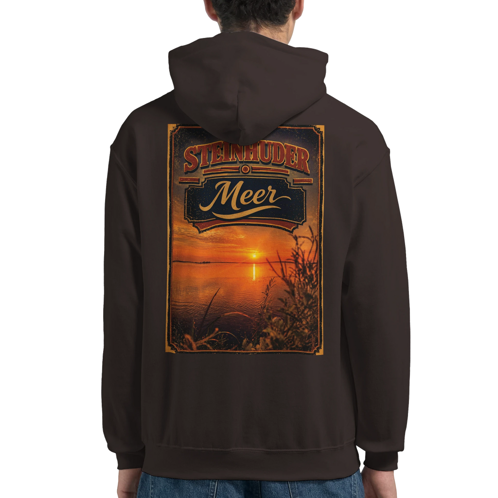 Hoodie in Aschgrau mit Motiv „Sunset am Steinhuder Meer“