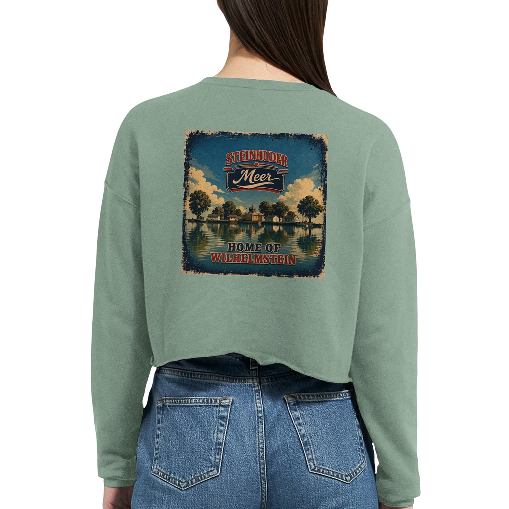 Damen-Pullover in Staubblau mit Motiv „Insel Wilhelmstein“