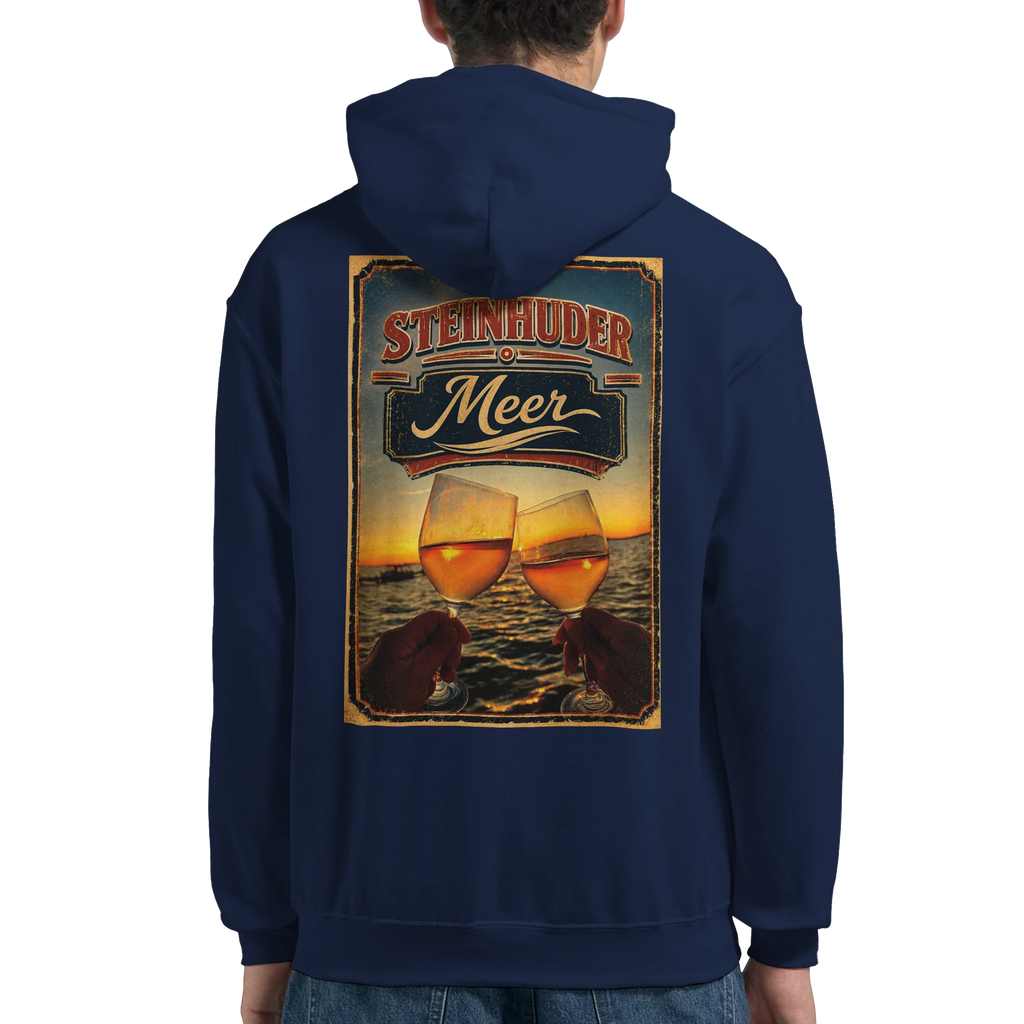 Hoodie in Weiß mit Motiv „Stößchen bei Sunset“