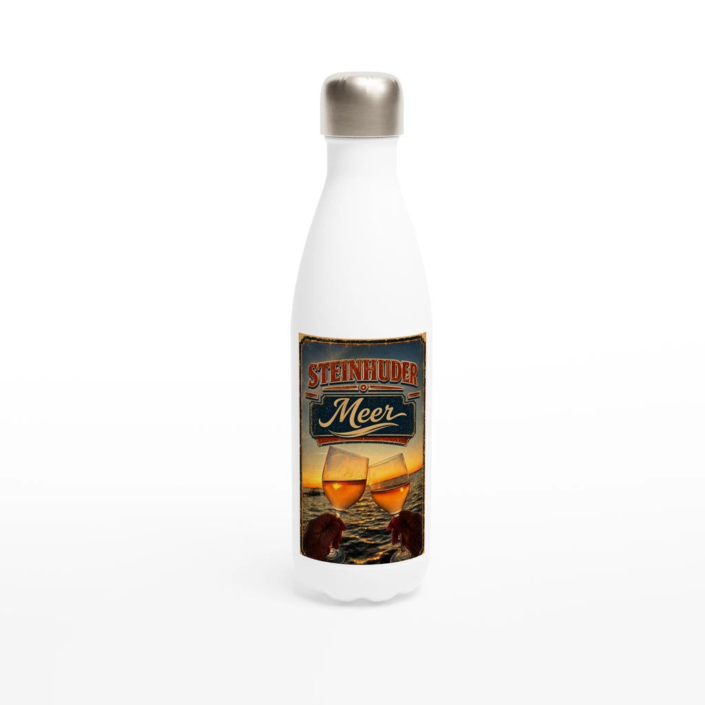 Weiße Edelstahl-Wasserflasche, 500 ml
