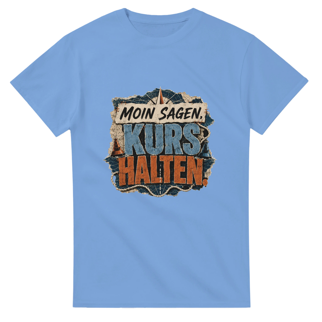 T-Shirt in Weiß mit Motiv „Moin sagen. Kurs halten.“