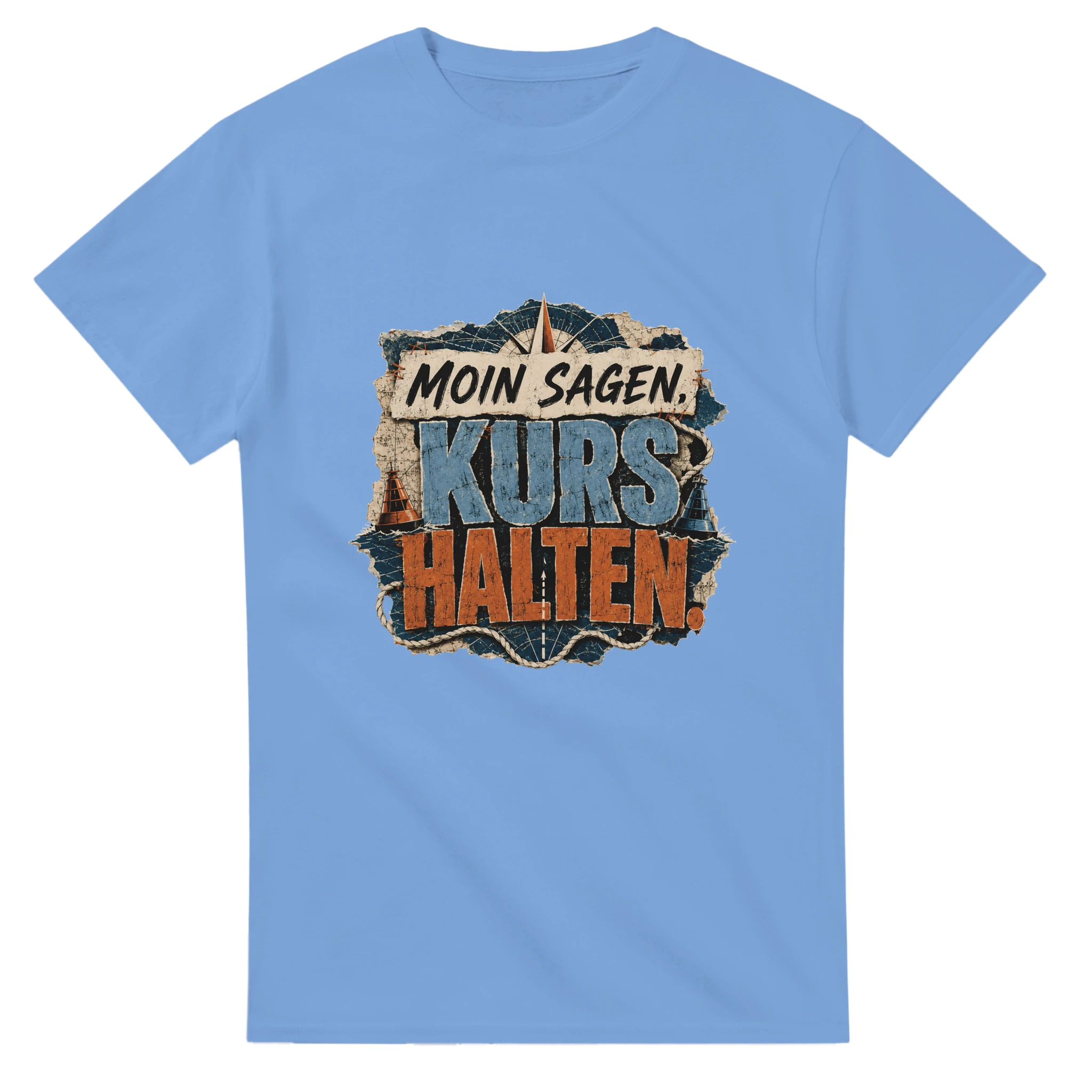 T-Shirt in Weiß mit Motiv „Moin sagen. Kurs halten.“
