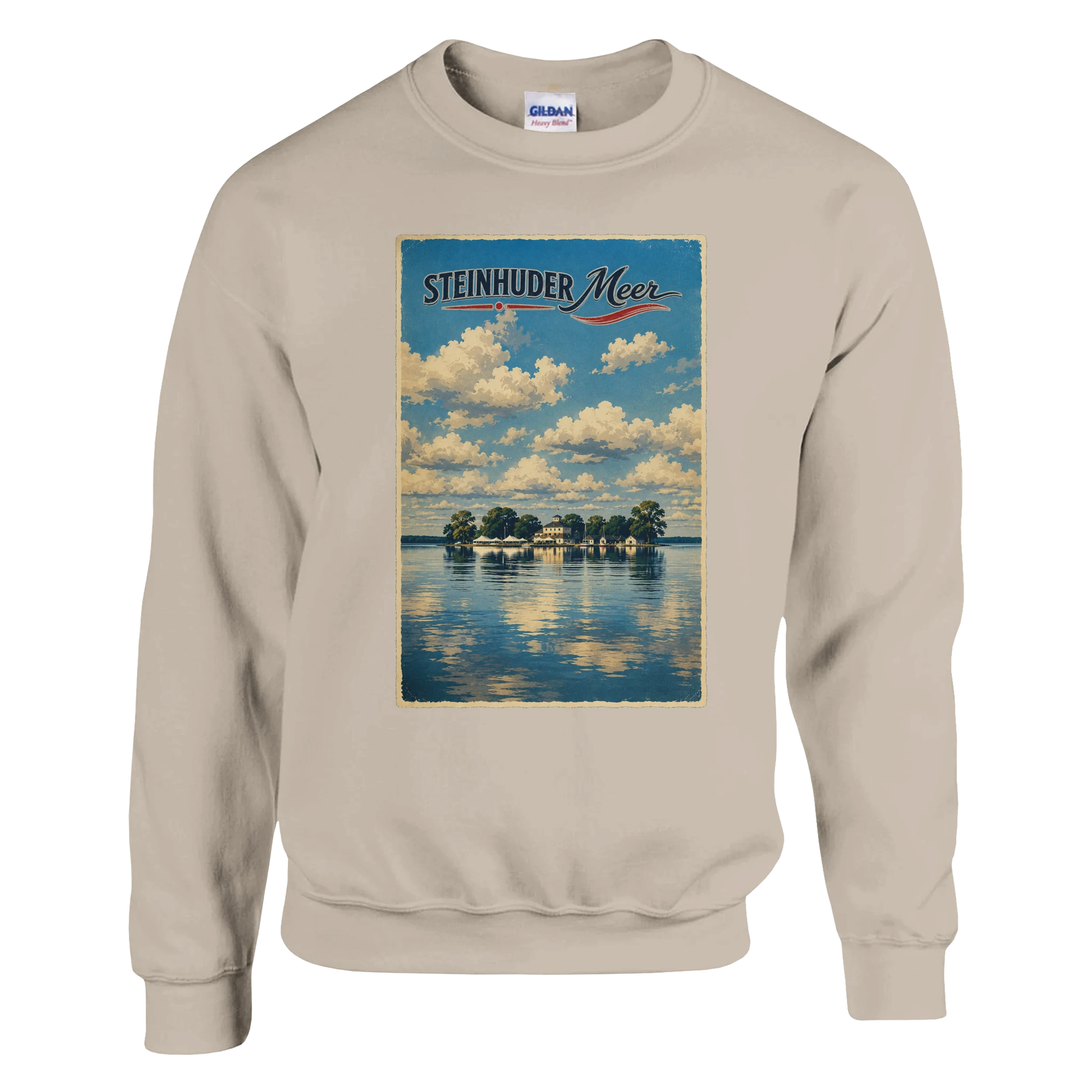 Pullover in Weiß mit Motiv „Wilhelmstein im Steinhuder Meer“