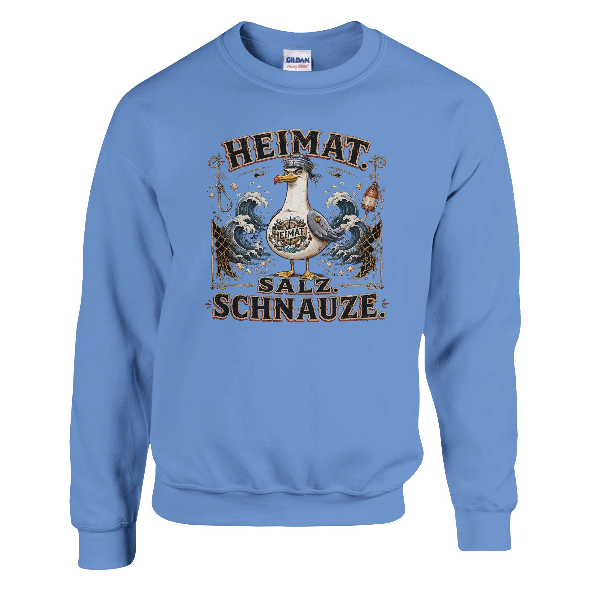 Pullover in Hellrosa mit Motiv „Heimat Salz Schnauze“
