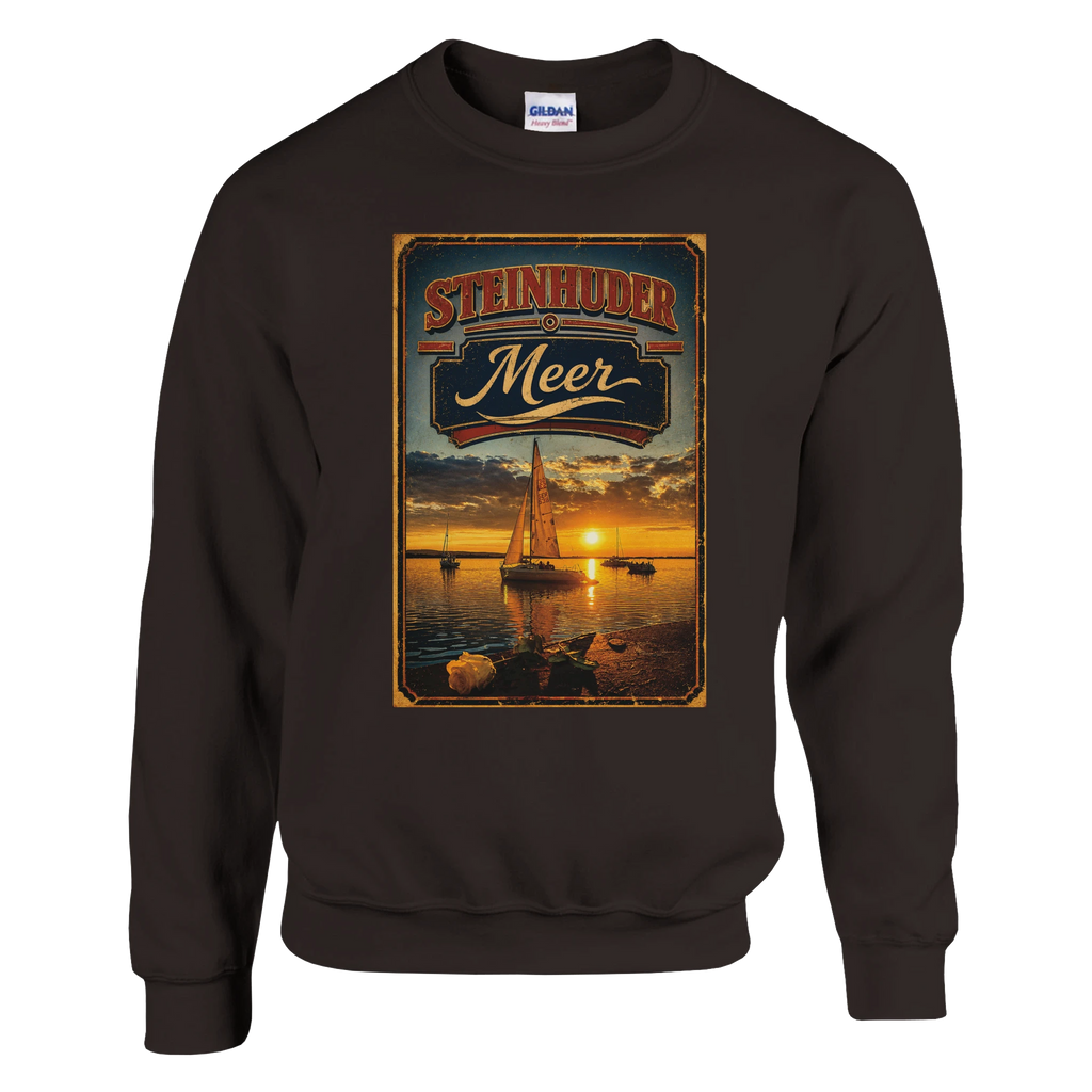 Pullover in Aschgrau mit Motiv „White Night am Wilhelmstein mit Sunset“
