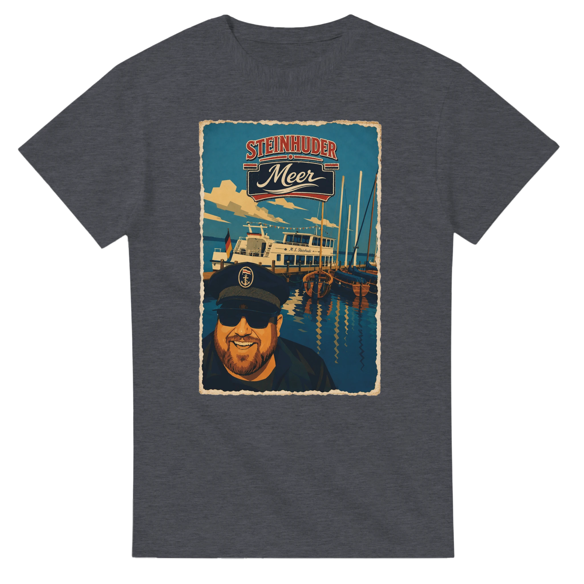T-Shirt in Weiß mit Motiv „Kapitän an Bord“