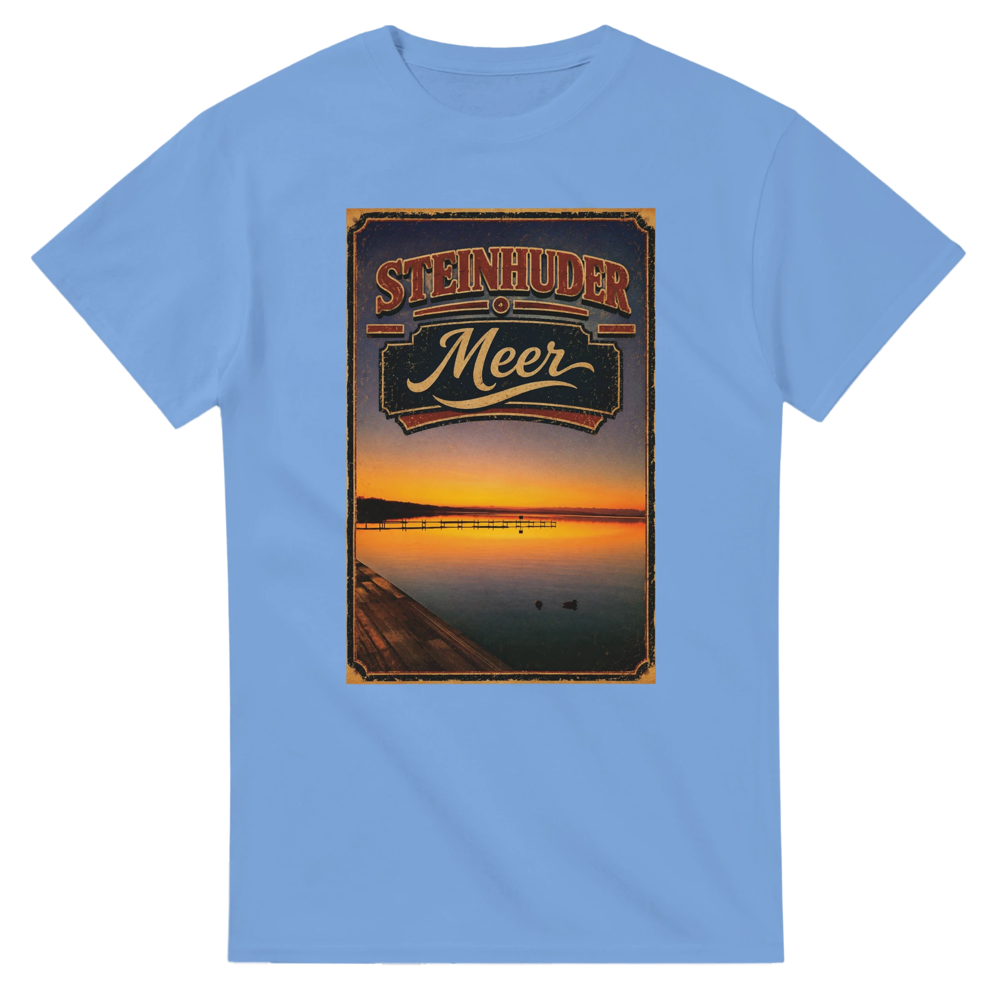T-Shirt in Weiß mit Motiv „Steg an der Planke“