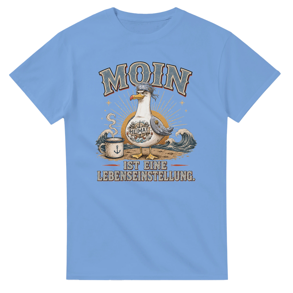T-Shirt in Weiß mit Motiv „Moin ist eine Lebenseinstellung“
