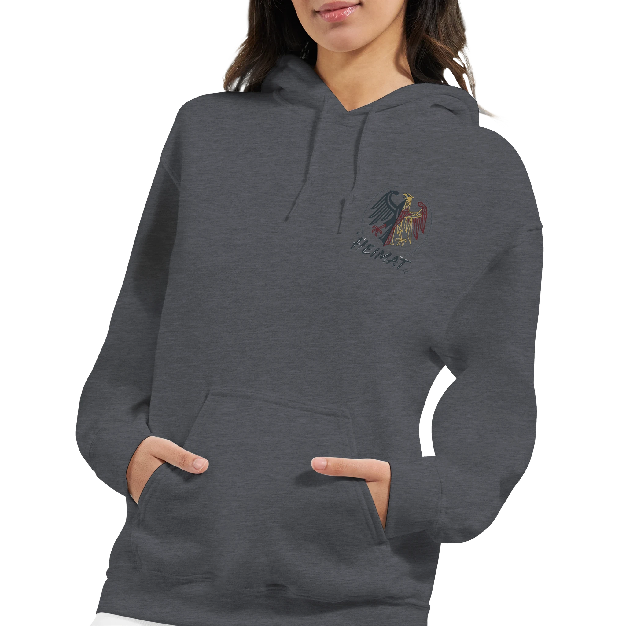Hoodie in Aschgrau mit Motiv „Stößchen bei Sunset“