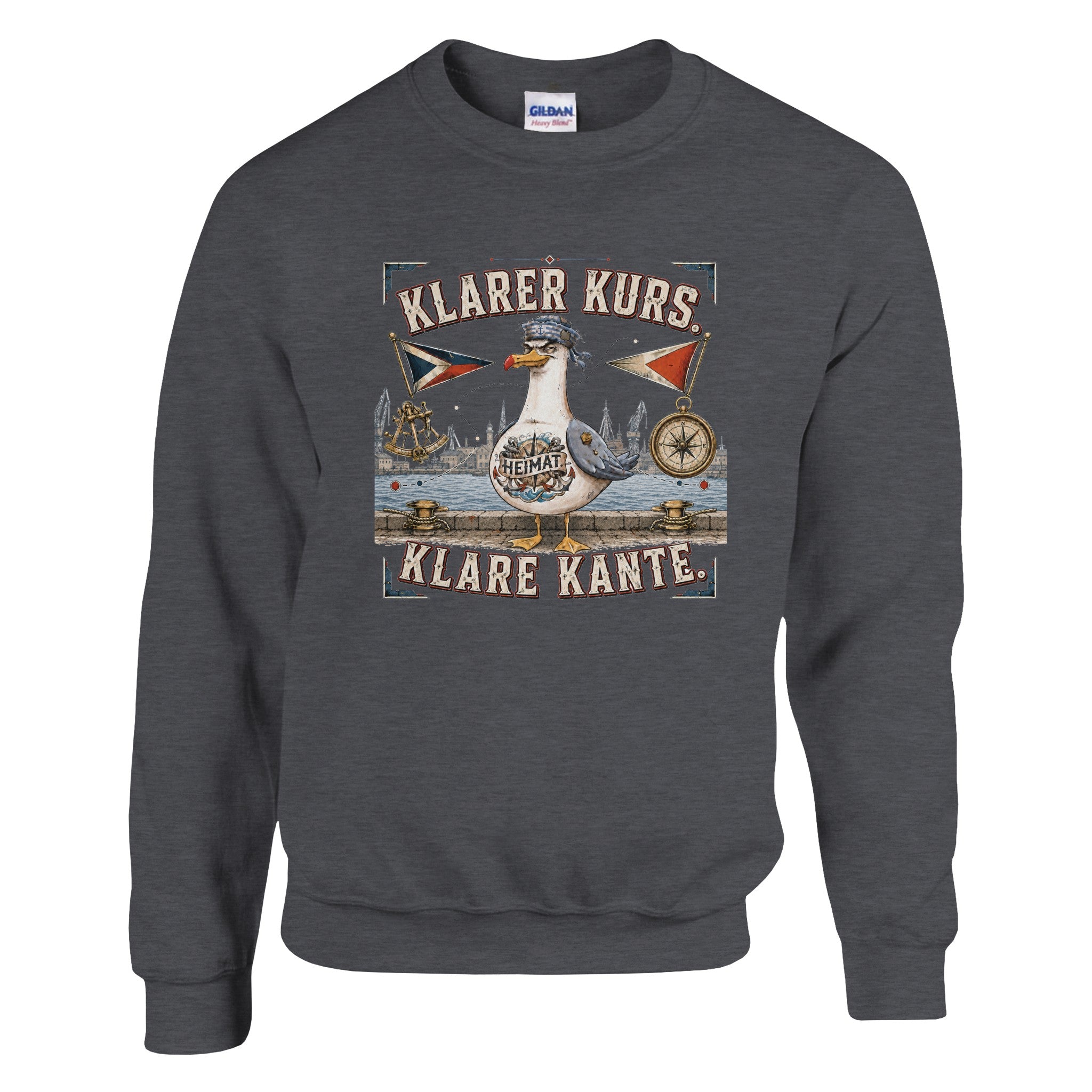 Pullover in Hellrosa mit Motiv „Klarer Kurs. Klare Kante. Möwe“